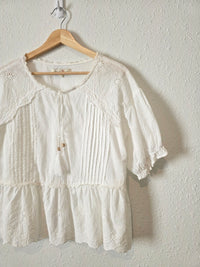 Floral Embroidered Cotton Blouse (L)