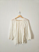 Aerie Floral Eyelet Cotton Blouse (XS)