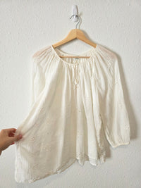 Aerie Floral Eyelet Cotton Blouse (XS)
