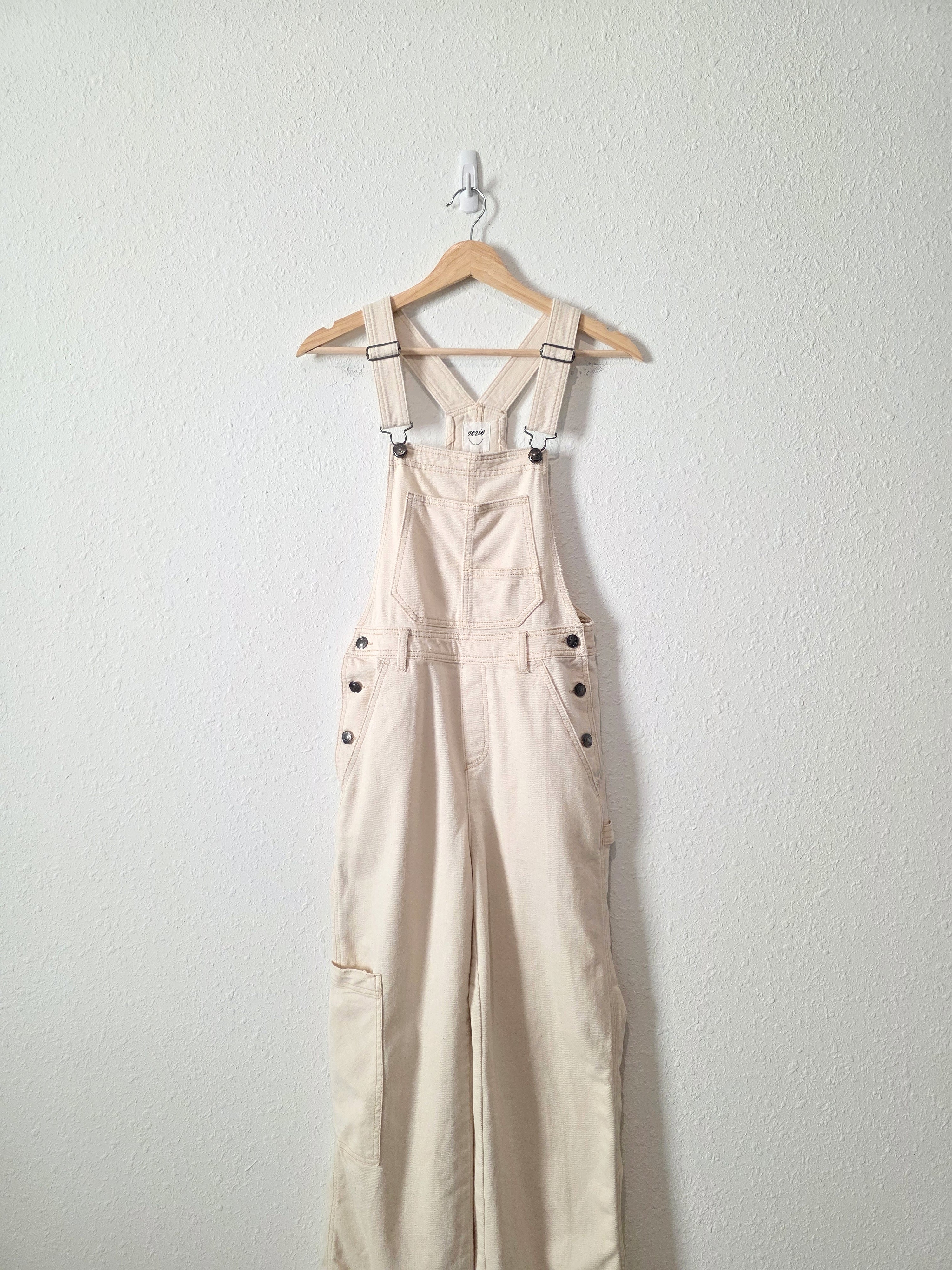 Aerie Ecru Wide Leg Overalls (XXS)