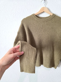 Sage Ribbed Knit Sweater (M)