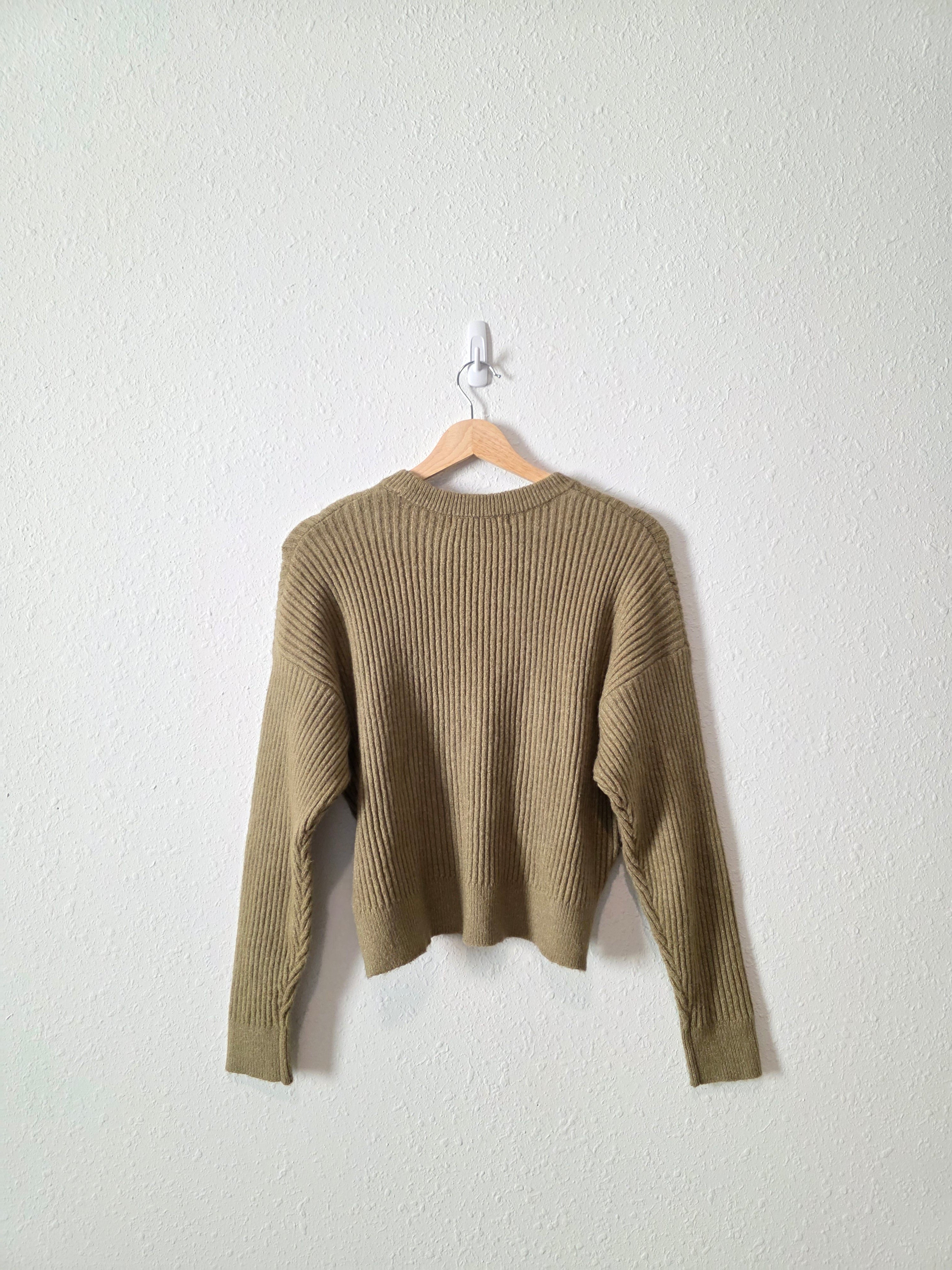 Sage Ribbed Knit Sweater (M)