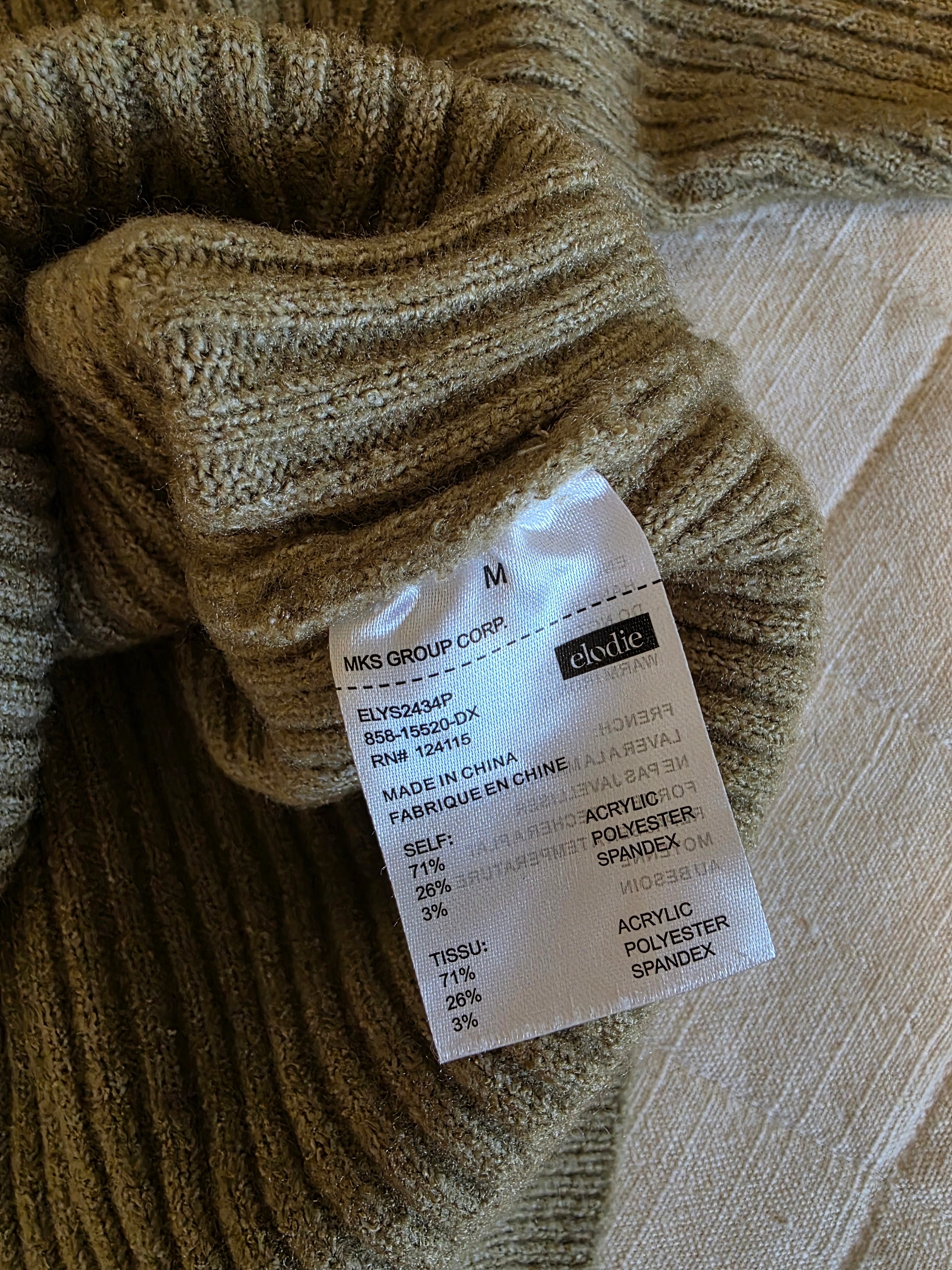 Sage Ribbed Knit Sweater (M)