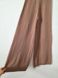 Brown Wide Leg Knit Pants (XS)