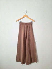Brown Wide Leg Knit Pants (XS)