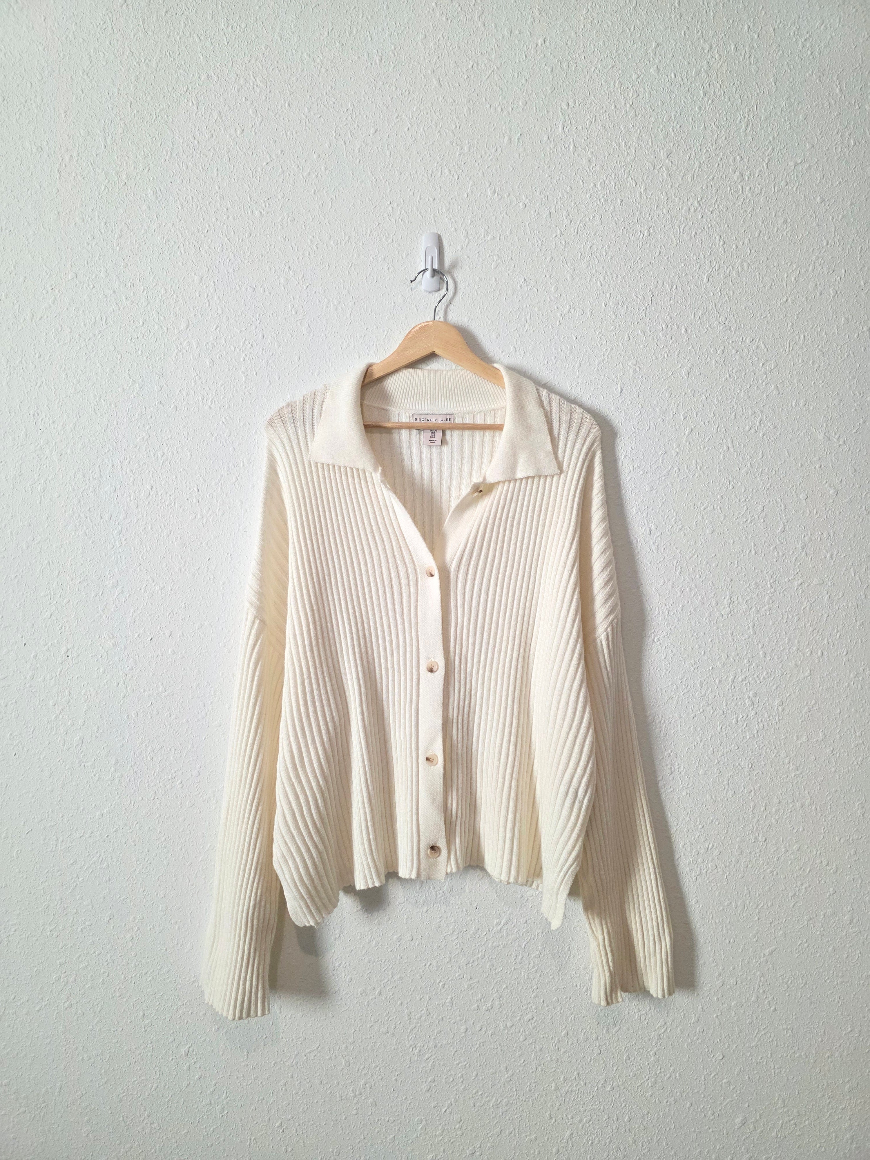 Ribbed Knit Button Up Sweater (L)