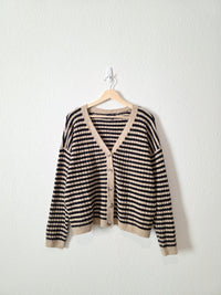 Striped Button Up Cardigan (L)