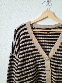 Striped Button Up Cardigan (L)
