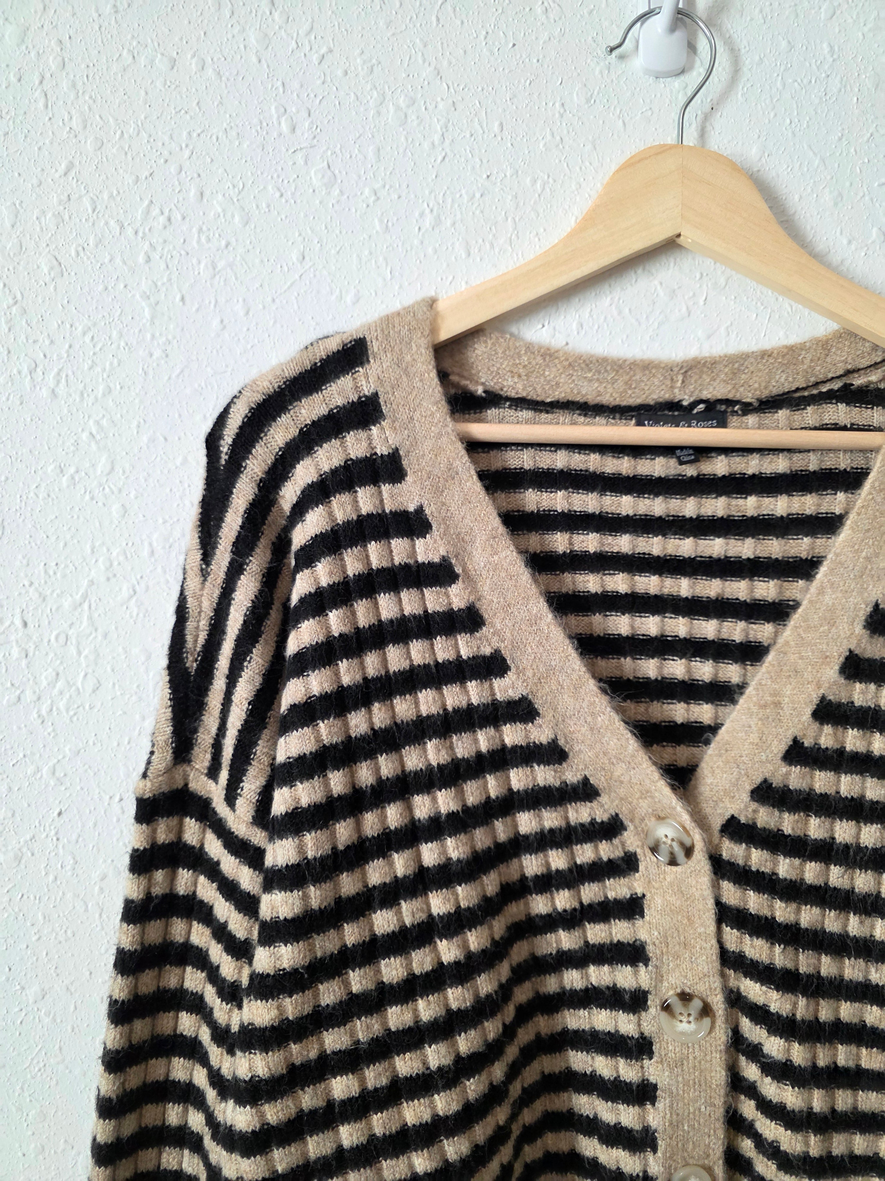 Striped Button Up Cardigan (L)
