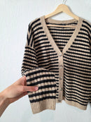 Striped Button Up Cardigan (L)