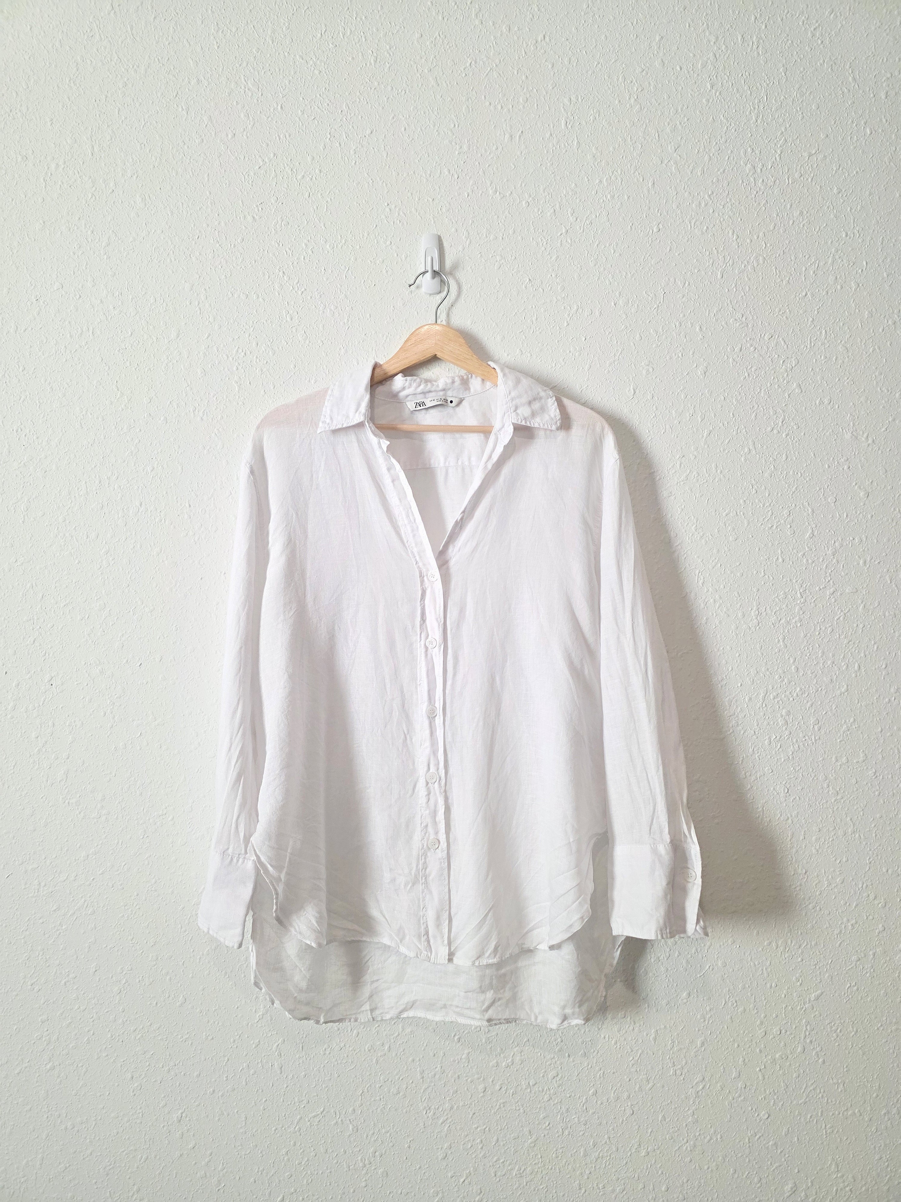 Zara Oversized Linen Button Up (XS)