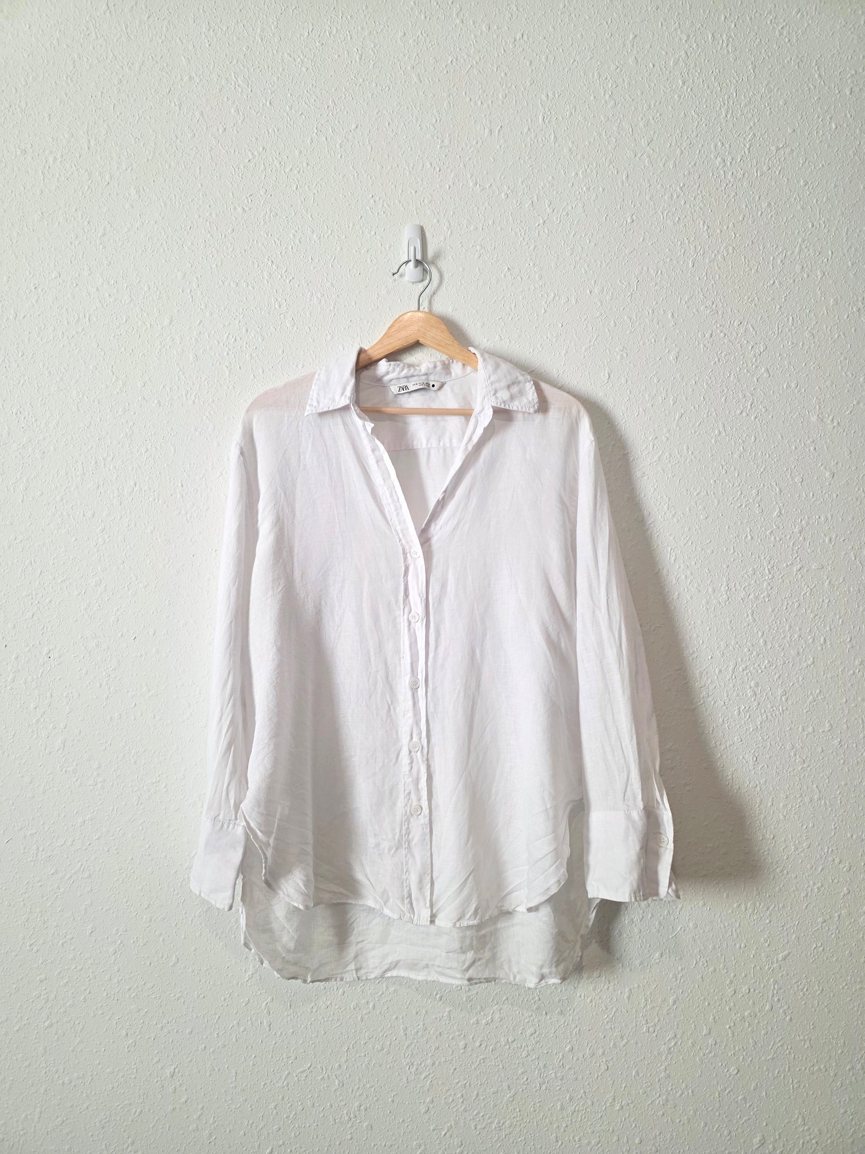 Zara Oversized Linen Button Up (XS)