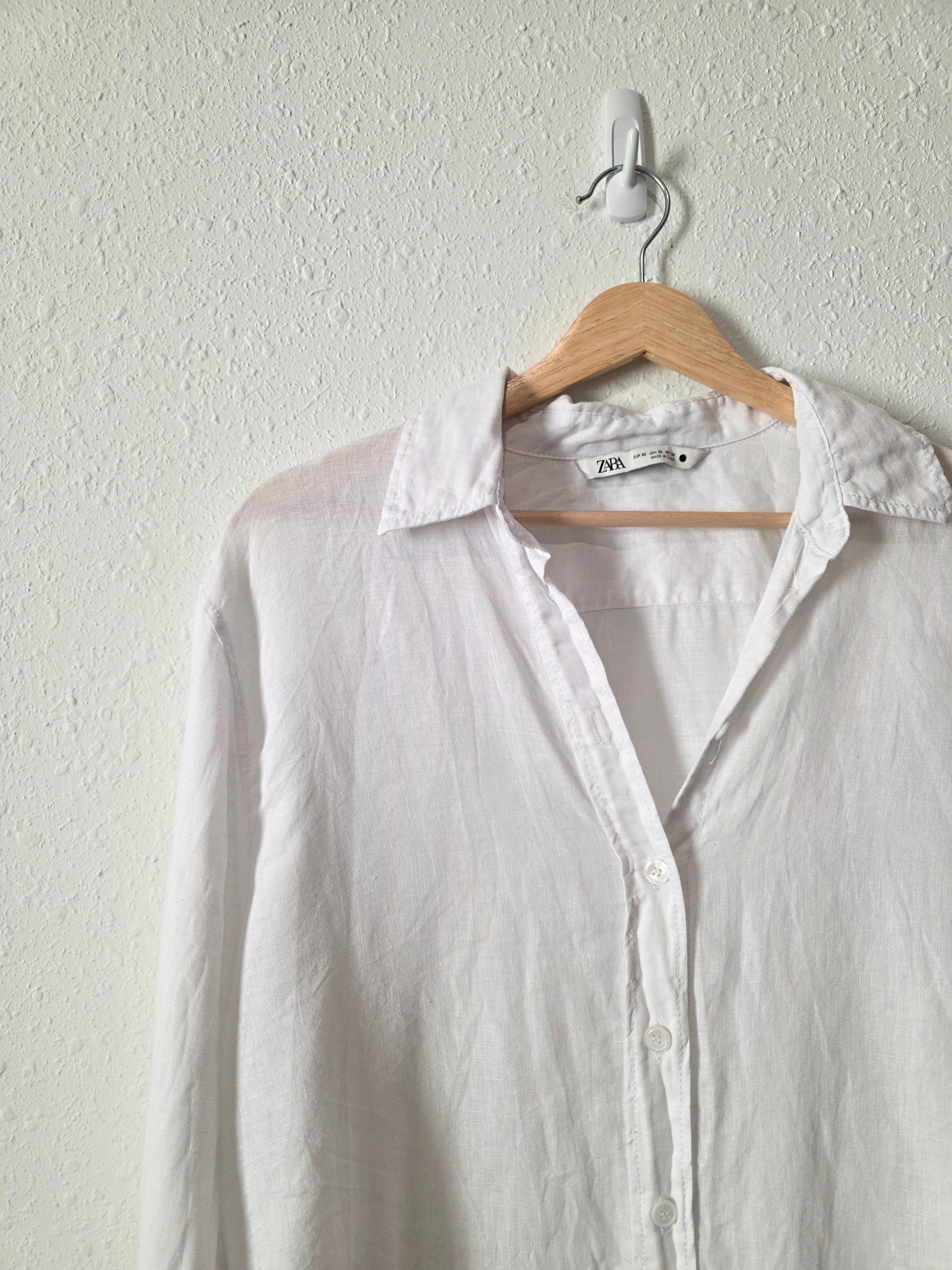 Zara Oversized Linen Button Up (XS)