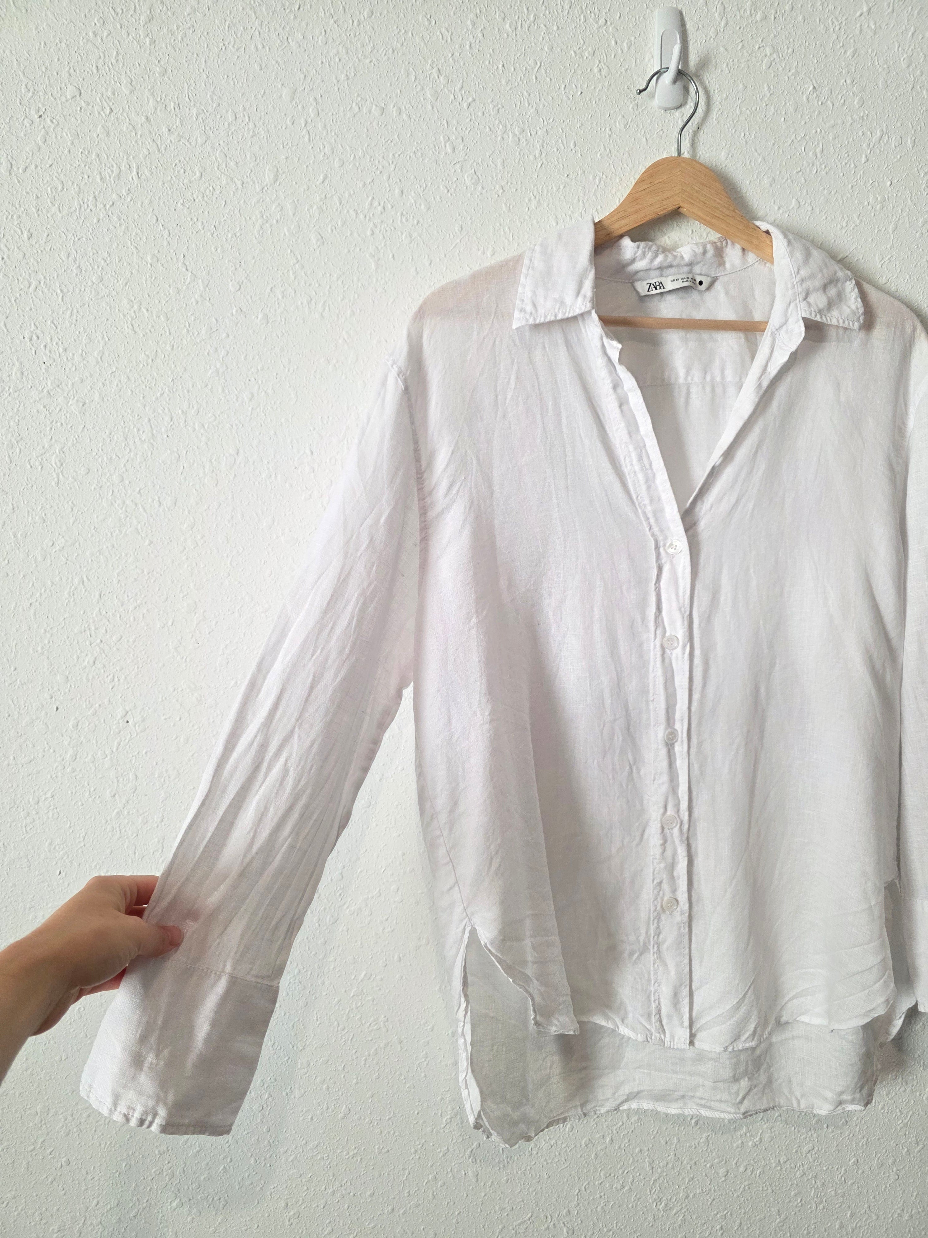 Zara Oversized Linen Button Up (XS)