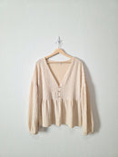 Cream Ribbed Babydoll Top (M)