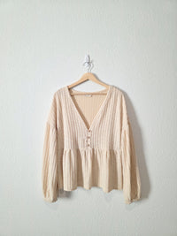 Cream Ribbed Babydoll Top (M)