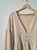 Cream Ribbed Babydoll Top (M)