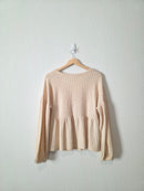 Cream Ribbed Babydoll Top (M)