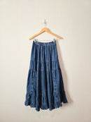 Denim Tiered Maxi Skirt (XS)