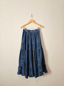 Denim Tiered Maxi Skirt (XS)