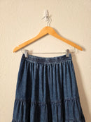 Denim Tiered Maxi Skirt (XS)