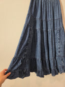 Denim Tiered Maxi Skirt (XS)