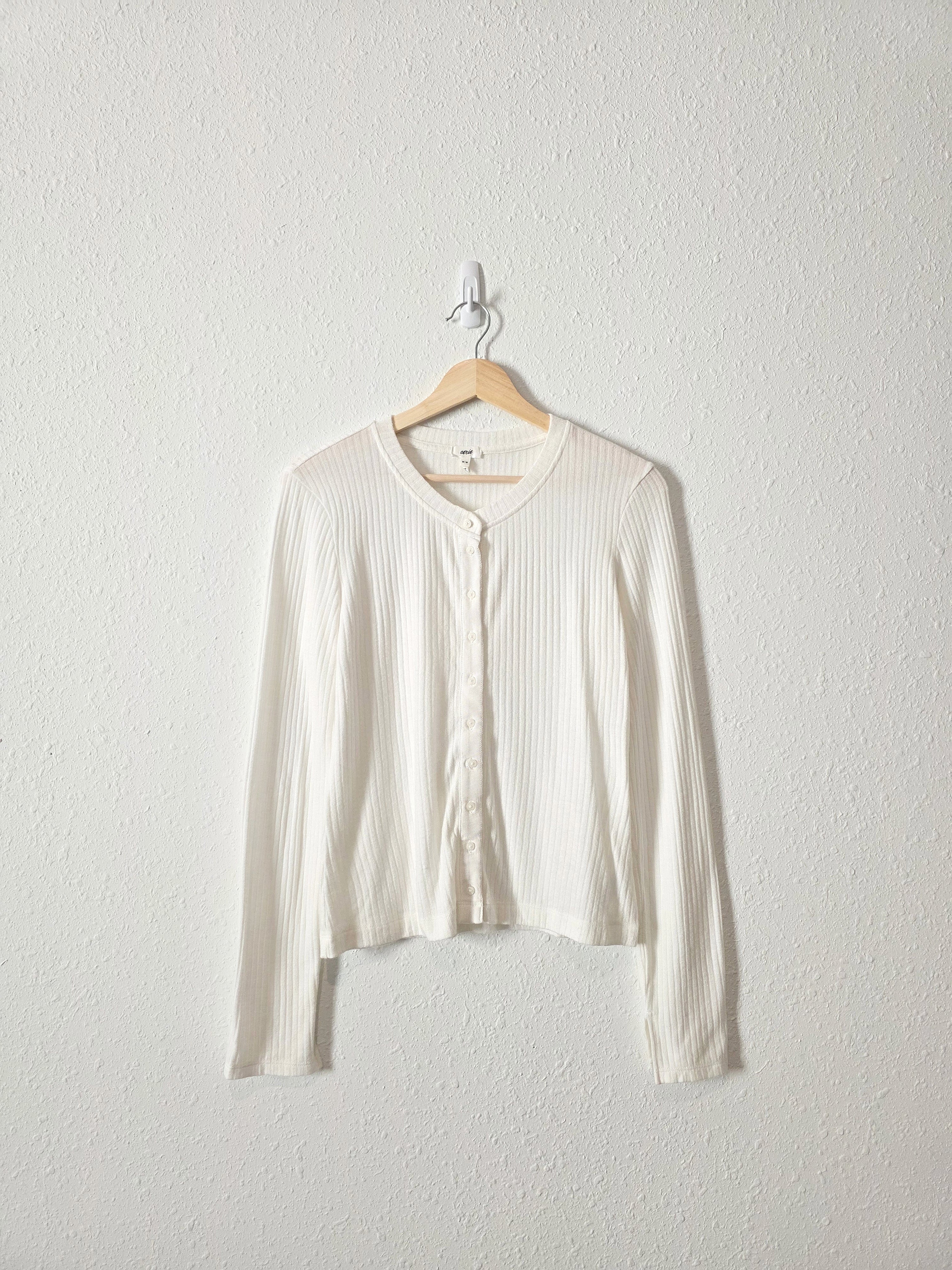 Aerie White Ribbed Tee (M)