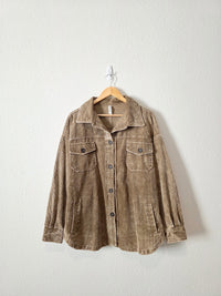 Zenana Brown Cord Shirt Jacket (XL)