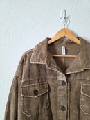 Zenana Brown Cord Shirt Jacket (XL)