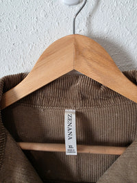 Zenana Brown Cord Shirt Jacket (XL)