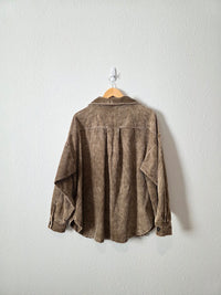 Zenana Brown Cord Shirt Jacket (XL)