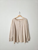 Zenana Waffle Henley Tee (L)
