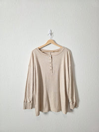 Zenana Waffle Henley Tee (L)