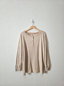 Zenana Waffle Henley Tee (L)