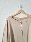 Zenana Waffle Henley Tee (L)