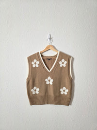 Brown Floral Sweater Vest (M)