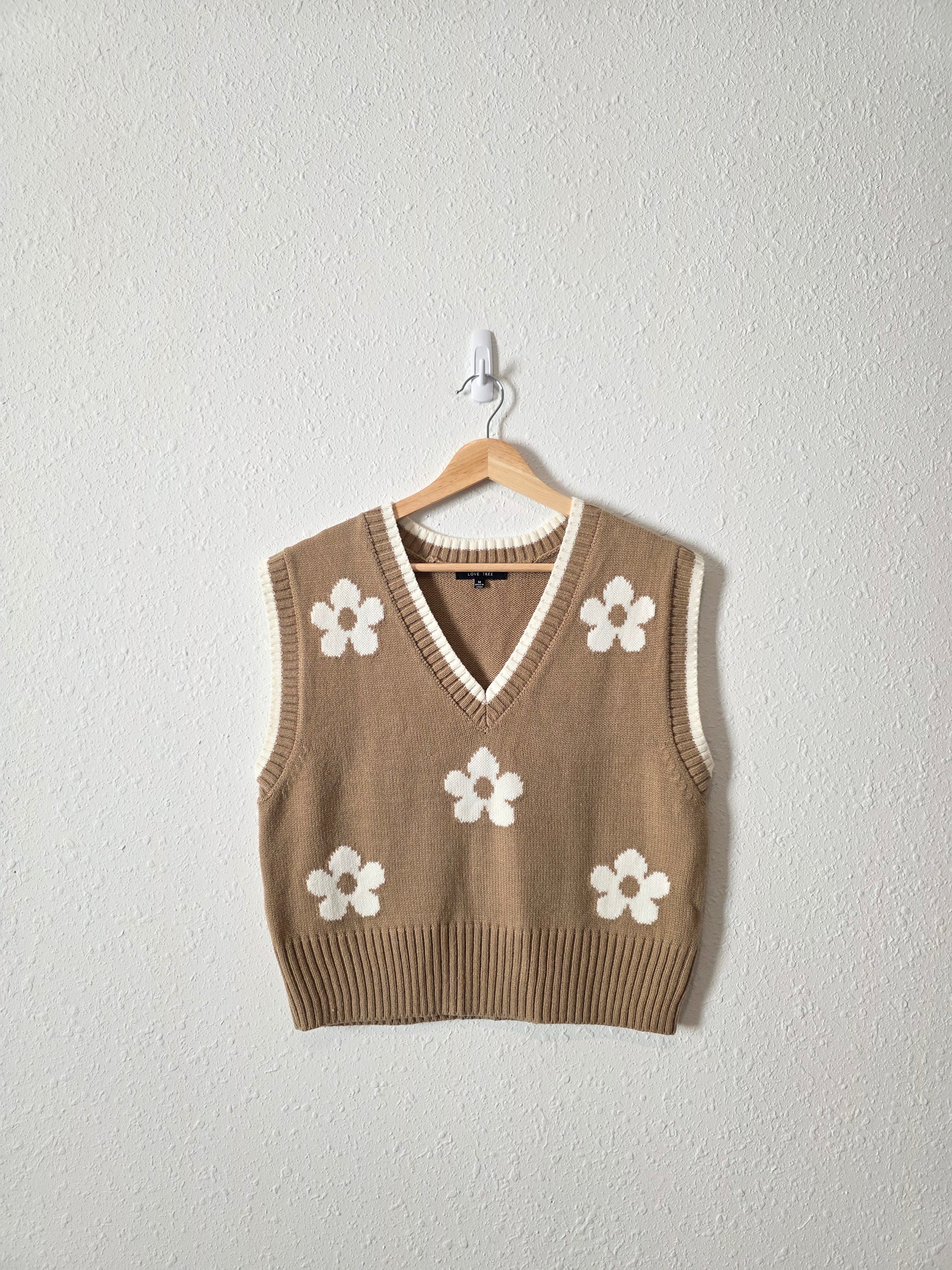 Brown Floral Sweater Vest (M)