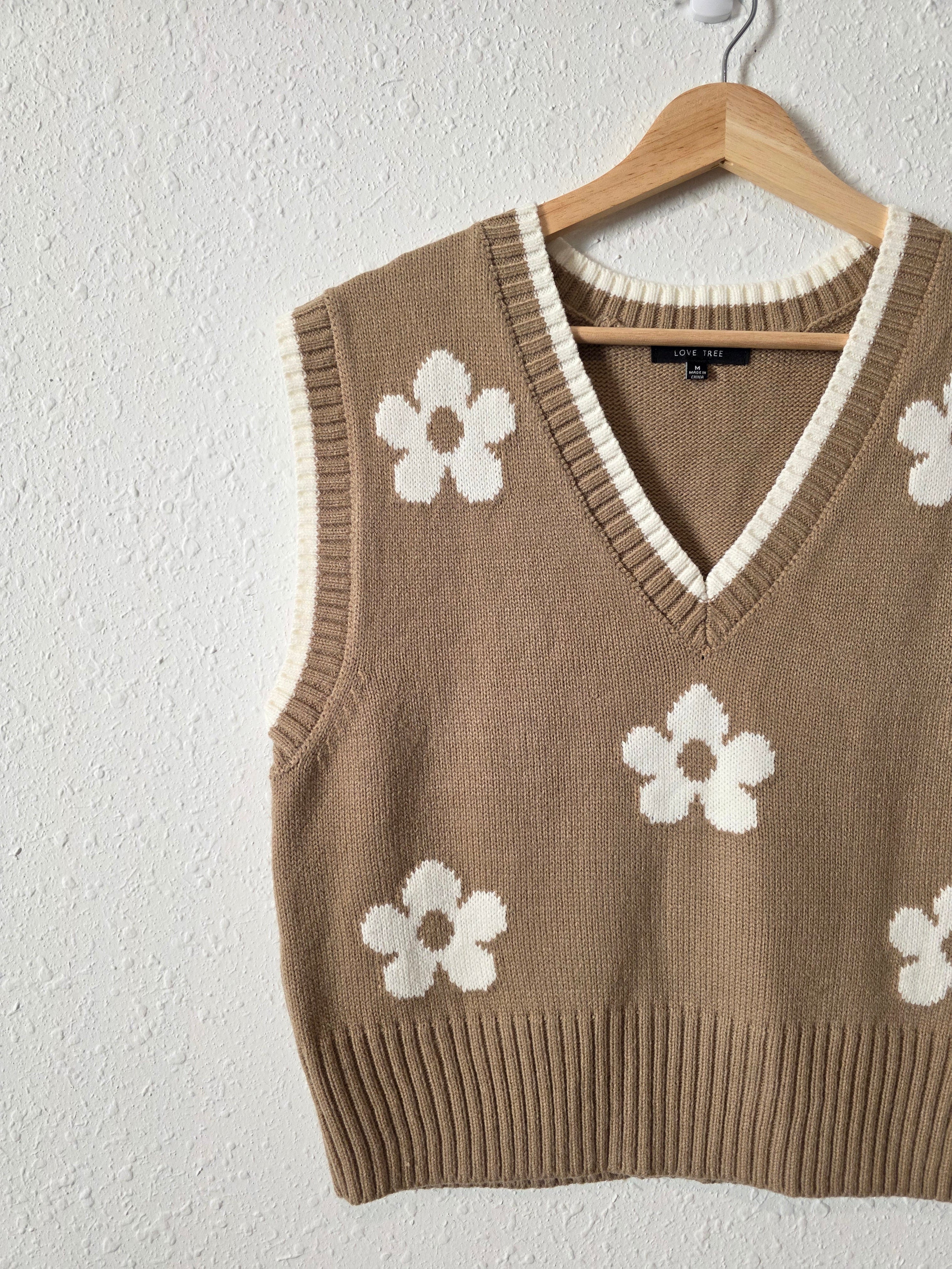 Brown Floral Sweater Vest (M)