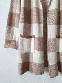 Love Tree Checkered Open Sweater (L)