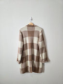 Love Tree Checkered Open Sweater (L)