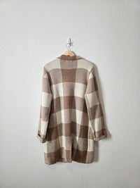 Love Tree Checkered Open Sweater (L)