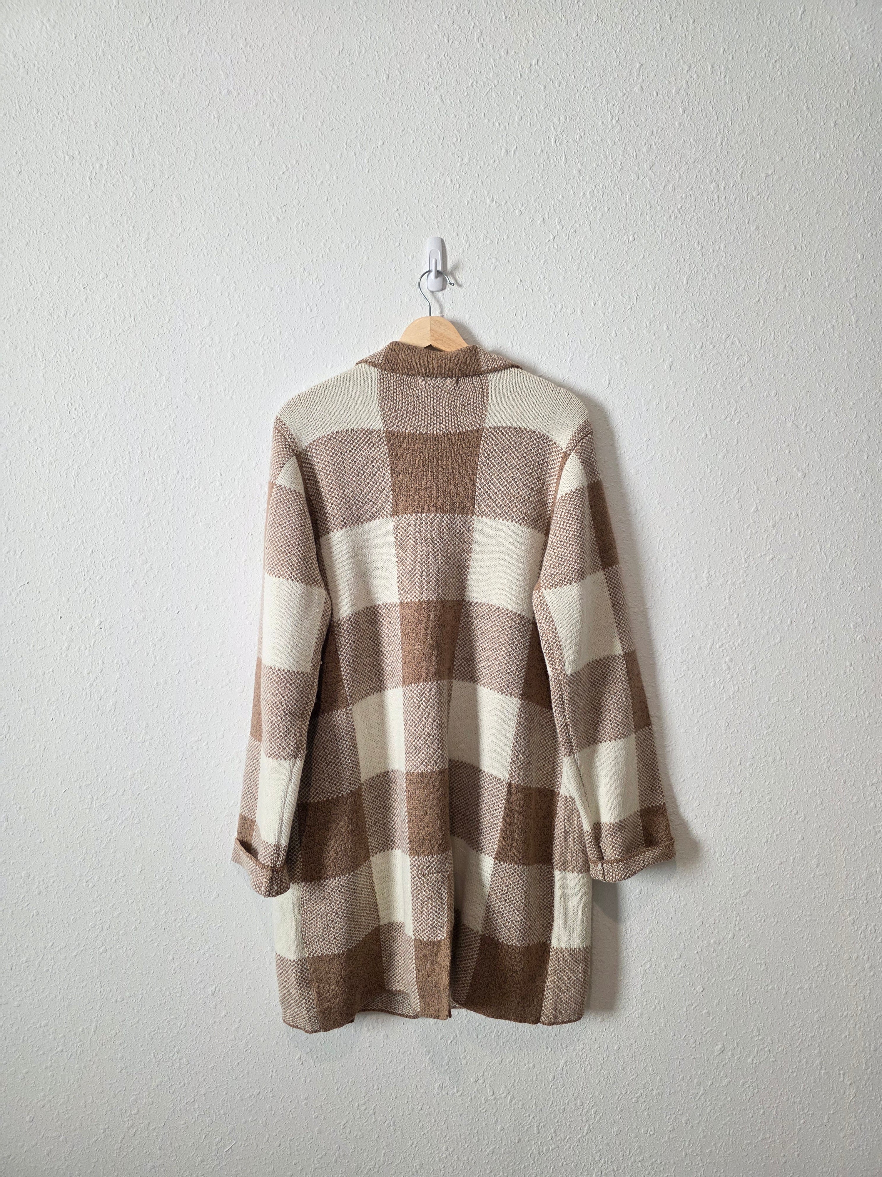 Love Tree Checkered Open Sweater (L)