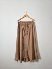 Brown Button Front Maxi Skirt (L)