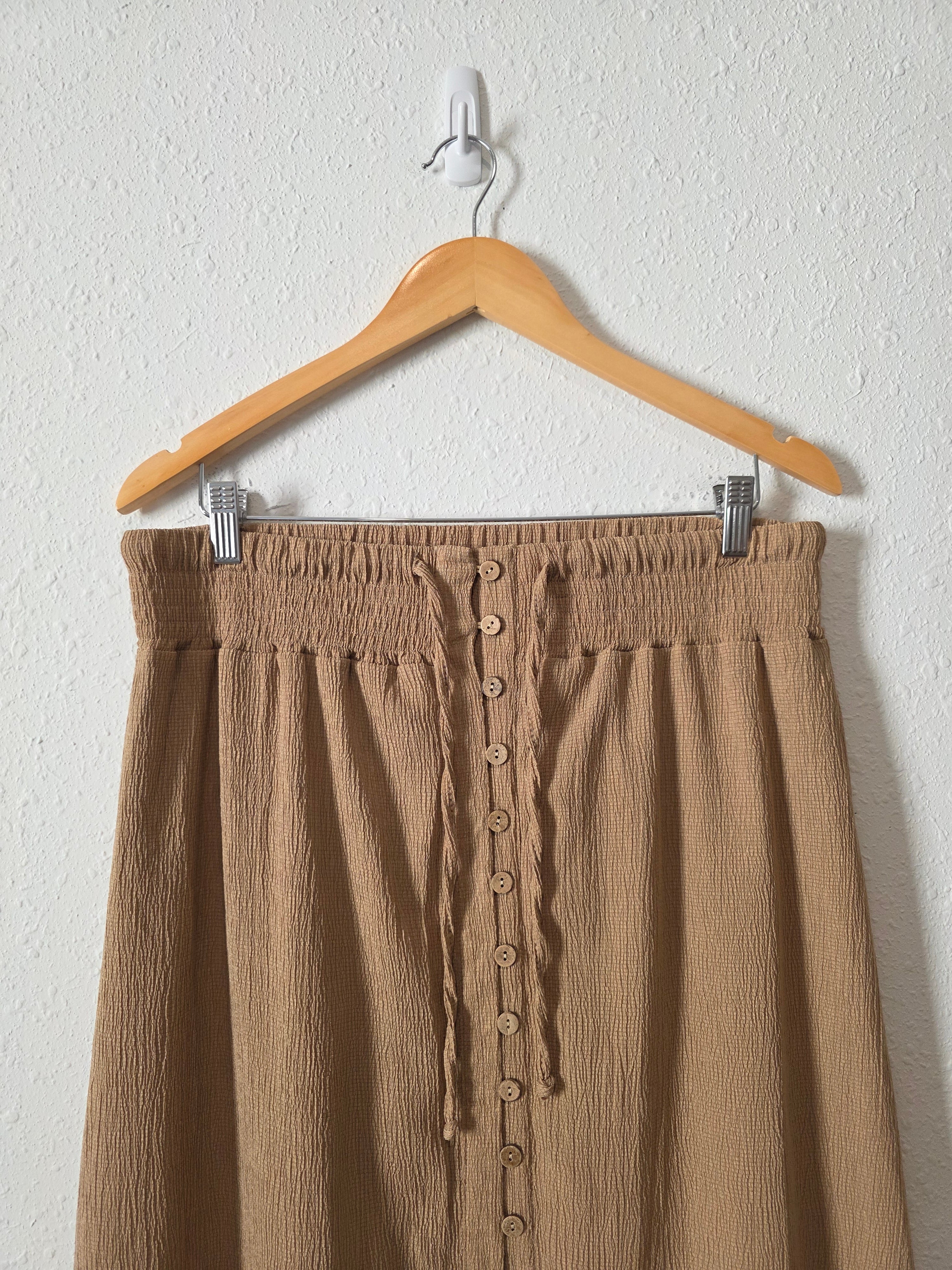 Brown Button Front Maxi Skirt (L)