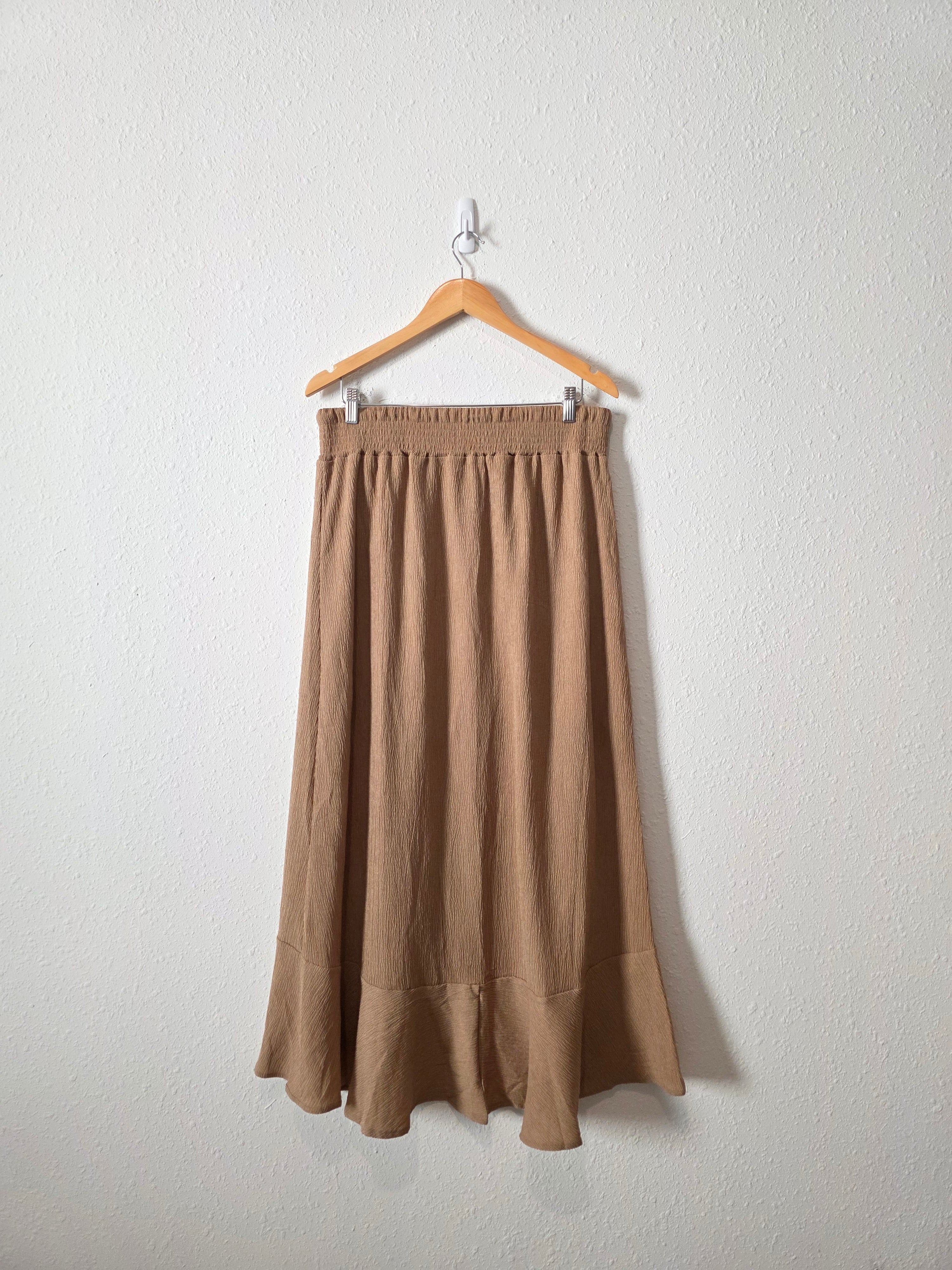 Brown Button Front Maxi Skirt (L)