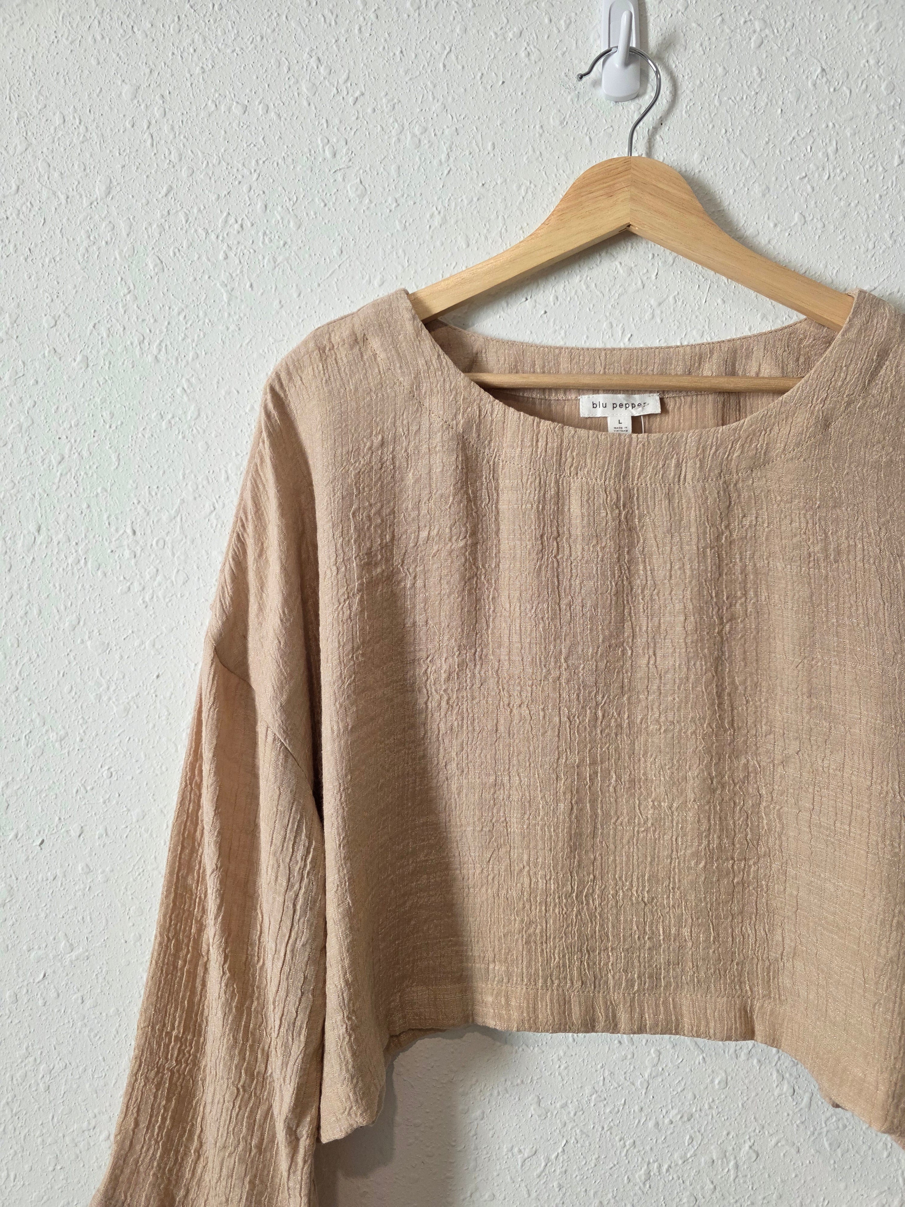 NEW Blu Pepper Neutral Cropped Top (L)