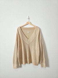 Aerie V Neck Cotton Sweater (XL)