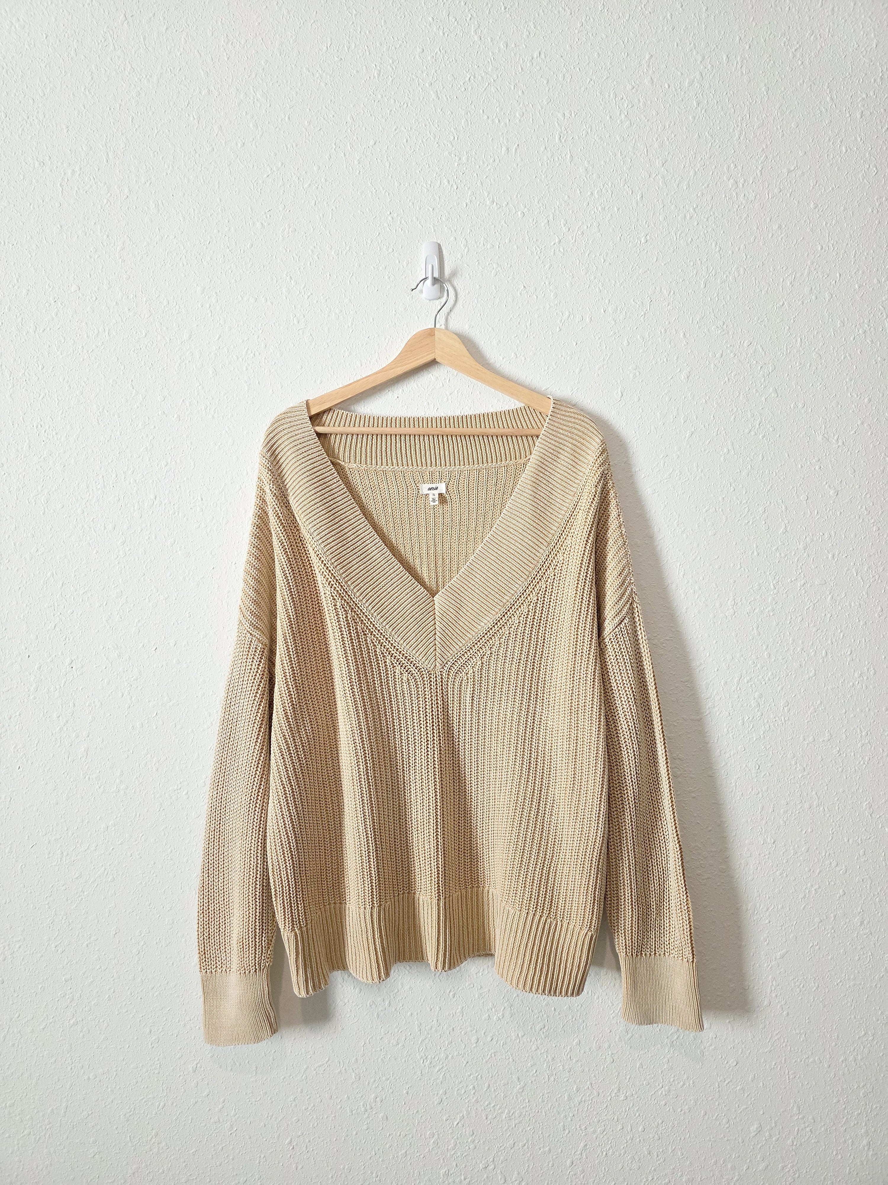 Aerie V Neck Cotton Sweater (XL)