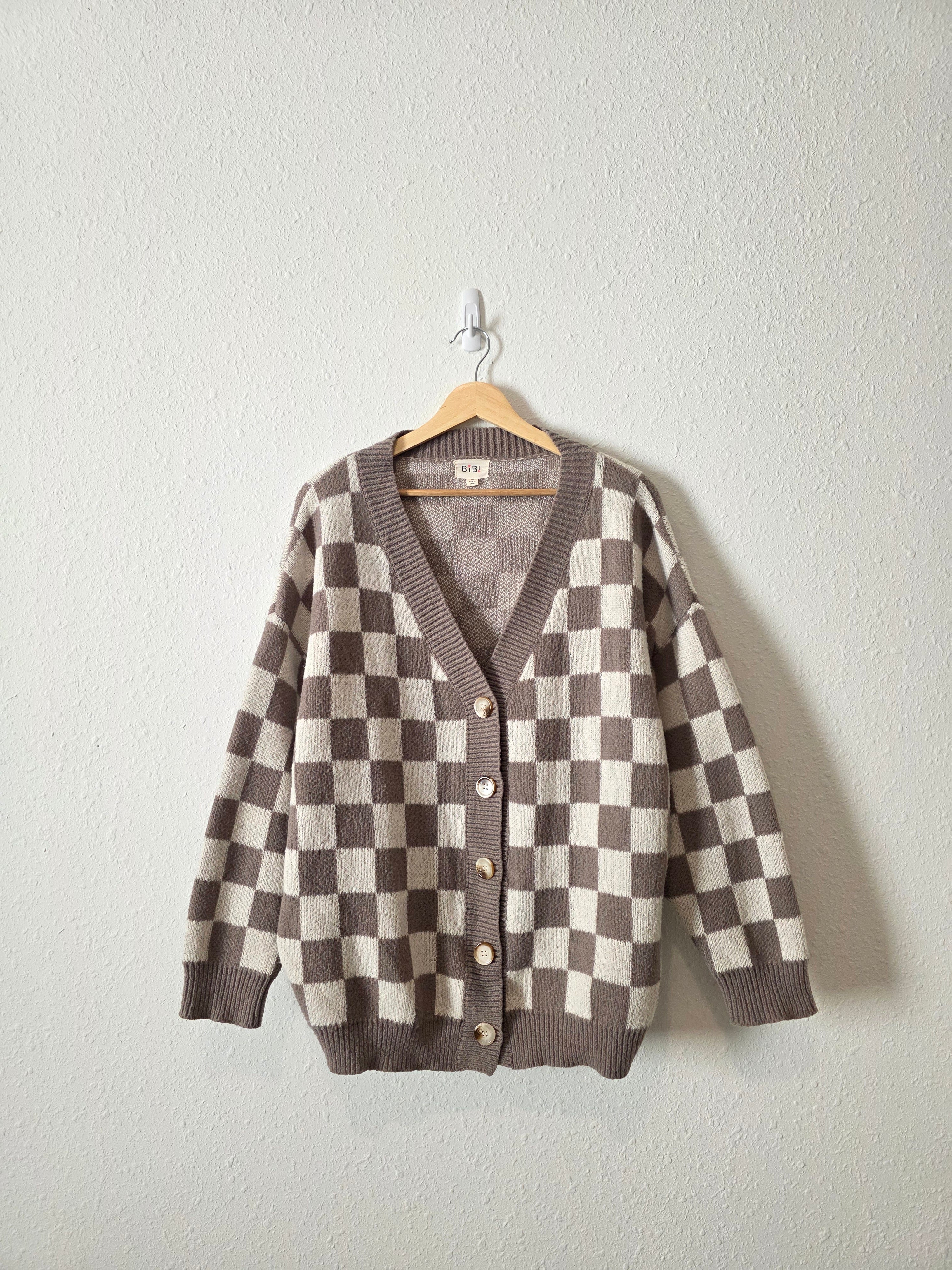 Bibi Checkered Cardigan Sweater (M)