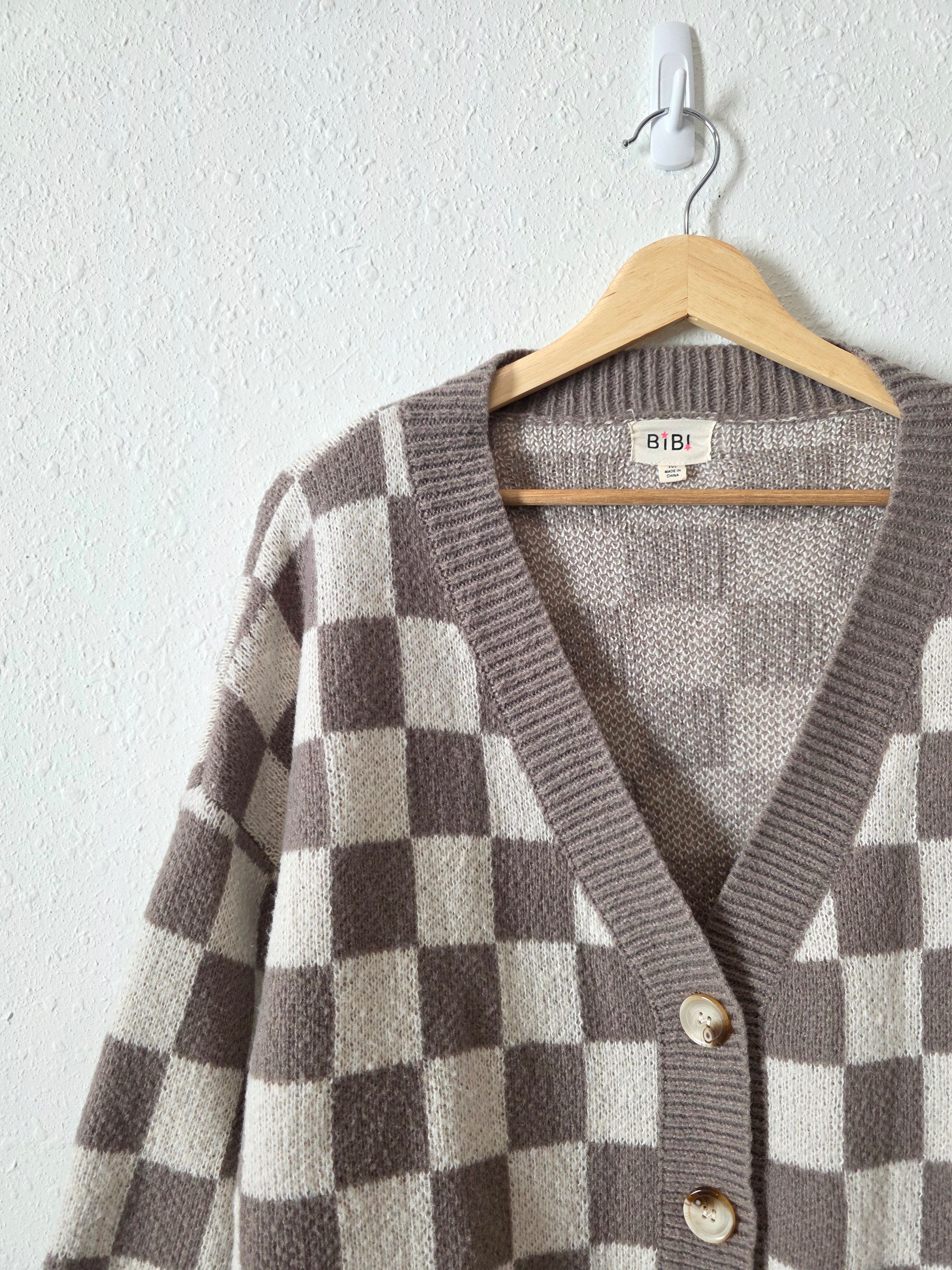 Bibi Checkered Cardigan Sweater (M)